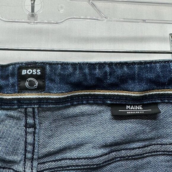 BOSS Jeans Mens Size 38 Maine Regular Fit Tapered Denim Organic Cotton Blue - Picture 7 of 11